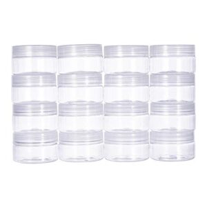 benecreat 16 pack 4oz(120ml) slime storage favor jars clear empty wide-mouth plastic containers with clear lids for diy slime making – 2.6×1.65″