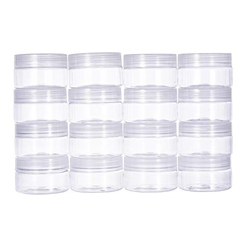 BENECREAT 16 Pack 4oz(120ml) Slime Storage Favor Jars Clear empty wide-mouth plastic containers with clear lids for DIY slime making - 2.6x1.65"