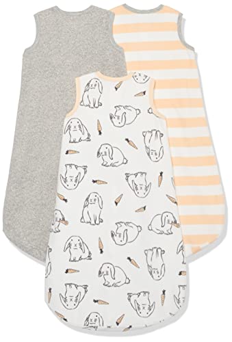 Amazon Essentials Unisex Babies' Microfleece Sleep Sack, Pack of 3, Grey, Bunny, 6 Months