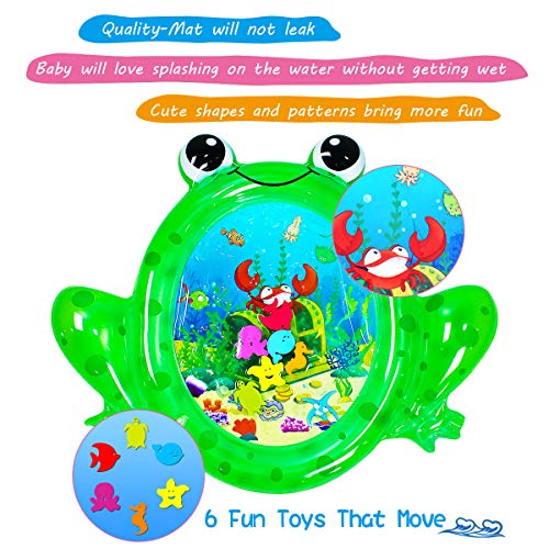 SUNSHINE-MALL Frog Baby Water mat, Tummy Baby Toys, Inflatable Play Mat Water Cushion Baby Toys, Fun Early Development Activity Play Center for Newborn (93 x 77 cm)