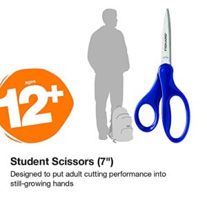 Fiskars 124582-1026 Back to School Supplies Student Kids Scissors Non-Stick, 7 Inch, Blue Tribal