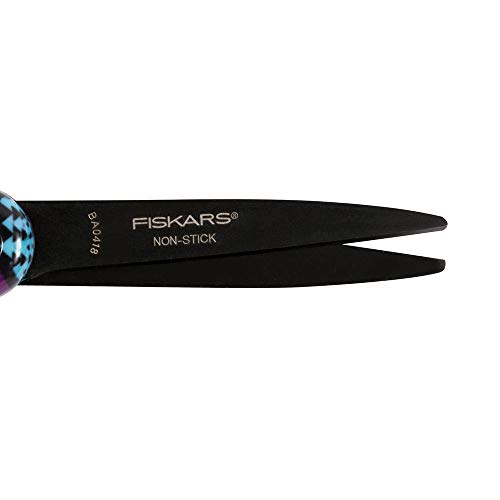 Fiskars 124582-1026 Back to School Supplies Student Kids Scissors Non-Stick, 7 Inch, Blue Tribal