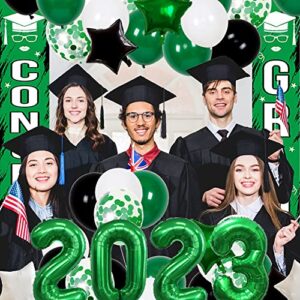 Graduation Decorations 2023 Green Black Graduation Party Supplies 2023 Congrats Grad Porch Sign Green Black 2023 Graduation Balloons Kit 2023 Graduation Party Decorations