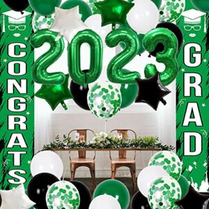 graduation decorations 2023 green black graduation party supplies 2023 congrats grad porch sign green black 2023 graduation balloons kit 2023 graduation party decorations