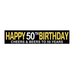 large happy 50th birthday banner, cheers to 50 years & 50 fabulous, birthday hanging banner, birthday party supplies, celebration flag, birthday party sign decorations, home indoor outdoor party decoration (9.8 x 1.6 ft)