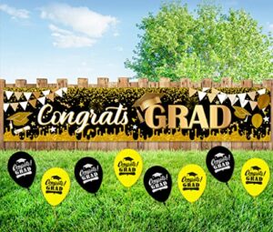 graduation yard banner decoration gold backdrop congratulations signs for graduation photo booth props 2023 senior school congrats grad decorations
