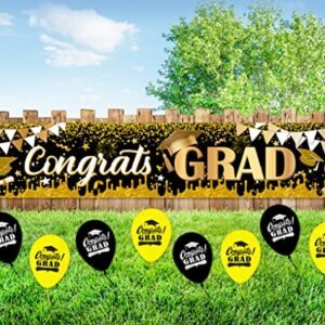 Graduation Yard Banner Decoration Gold Backdrop Congratulations Signs for Graduation Photo Booth Props 2023 Senior School Congrats Grad Decorations