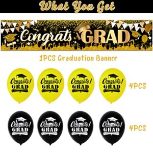 Graduation Yard Banner Decoration Gold Backdrop Congratulations Signs for Graduation Photo Booth Props 2023 Senior School Congrats Grad Decorations