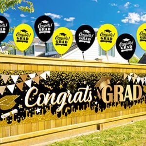 Graduation Yard Banner Decoration Gold Backdrop Congratulations Signs for Graduation Photo Booth Props 2023 Senior School Congrats Grad Decorations