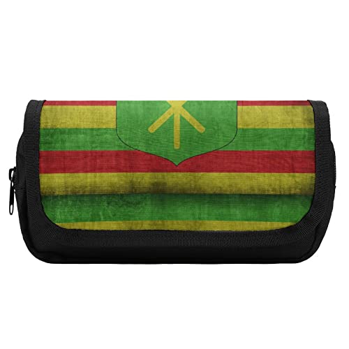 Vintage Kanaka Maoli Flag Pencil Case with Two Large Compartments Pocket Big Capacity Storage Pouch Pencil Bag for School Teen Adult