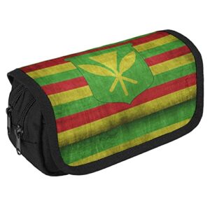 Vintage Kanaka Maoli Flag Pencil Case with Two Large Compartments Pocket Big Capacity Storage Pouch Pencil Bag for School Teen Adult