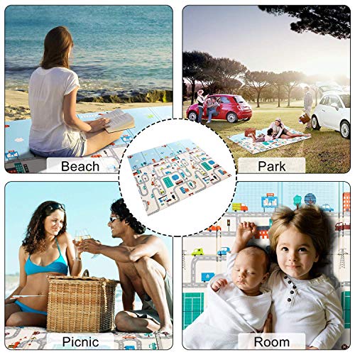 Foam Crawling Mat Baby Folding Play Mat Kids Reversible Extra Large Non Toxic Waterproof Infants Rug Toddler for Picnic Outdoor Playroom