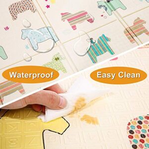 Foam Crawling Mat Baby Folding Play Mat Kids Reversible Extra Large Non Toxic Waterproof Infants Rug Toddler for Picnic Outdoor Playroom