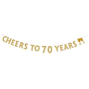 magjuche gold glitter cheers to 70 years banner,70th birthday party decorations