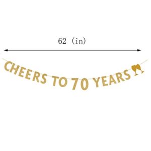 MAGJUCHE Gold glitter Cheers to 70 years banner,70th birthday party decorations