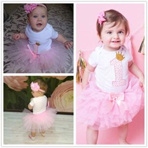 Baby Girl It's My 1st Birthday 3Pcs Outfits Skirt Set Romper+Tutu Dress+Headband Cake Smash Crown Bodysuit Clothes Jumpsuit #2 Coral One Size