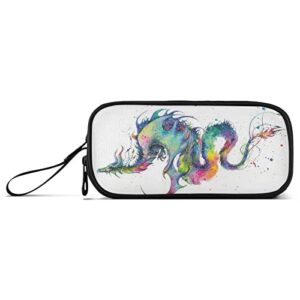 Bolaz Watercolor Dragon Pencil Case Large Capacity Pen Bag with Compartment Students Stationery Organizer Pencil Pouch Marker Case for School Office Work