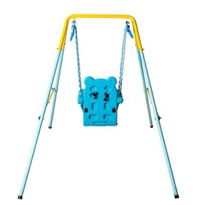 HLC Folding Toddler Swing Set with Metal Frame and Safety Belt Swing Easy to Assemble & Store Suitable for Baby/chirldren's Gift