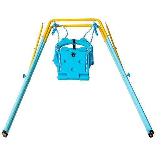 HLC Folding Toddler Swing Set with Metal Frame and Safety Belt Swing Easy to Assemble & Store Suitable for Baby/chirldren's Gift