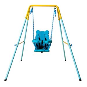 HLC Folding Toddler Swing Set with Metal Frame and Safety Belt Swing Easy to Assemble & Store Suitable for Baby/chirldren's Gift