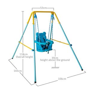 HLC Folding Toddler Swing Set with Metal Frame and Safety Belt Swing Easy to Assemble & Store Suitable for Baby/chirldren's Gift