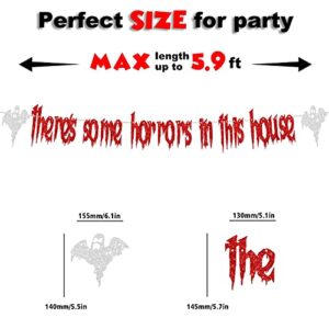 There’S Some Horrors in This House Glitter Photo Banner Hallowmas Flag Backdrop Photo Props Pumpkin Ghost Background Trick or Treat Killer Theme Decor for Halloween Birthday Party Supplies Decoration