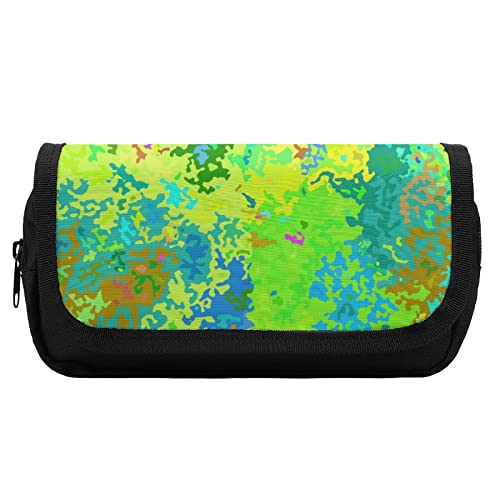 Abstract Colorful Camouflage Pencil Case with Two Large Compartments Pocket Big Capacity Storage Pouch Pencil Bag for School Teen Adult