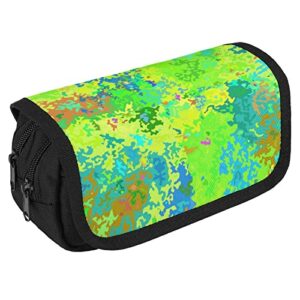 Abstract Colorful Camouflage Pencil Case with Two Large Compartments Pocket Big Capacity Storage Pouch Pencil Bag for School Teen Adult