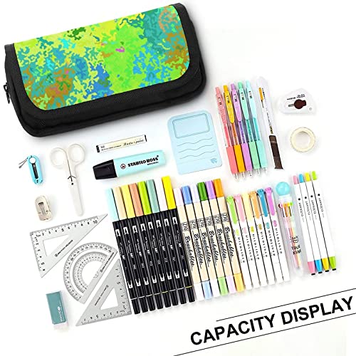 Abstract Colorful Camouflage Pencil Case with Two Large Compartments Pocket Big Capacity Storage Pouch Pencil Bag for School Teen Adult