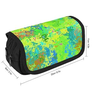 Abstract Colorful Camouflage Pencil Case with Two Large Compartments Pocket Big Capacity Storage Pouch Pencil Bag for School Teen Adult