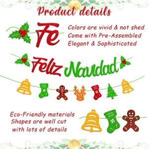 Feliz Navidad Banner Spanish Merry Christmas Holly Garland Winter Festival Snow Holiday Decoration Happy New Year Party Supplies