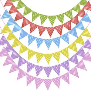 98ft pennant banner 6pack 72pcs triangle flags paper pennant bunting garland polka dot print pennant hanging triangle flags for theme party decorations supplies