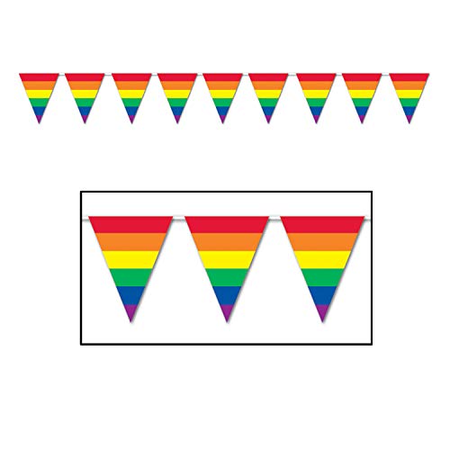 Beistle Rainbow Pennant Banner, 10 by 12-Feet