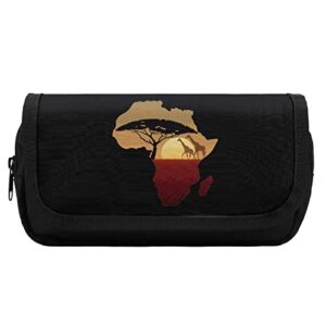 african safari giraffe pencil case with two large compartments pocket big capacity storage pouch pencil bag for school teen adult