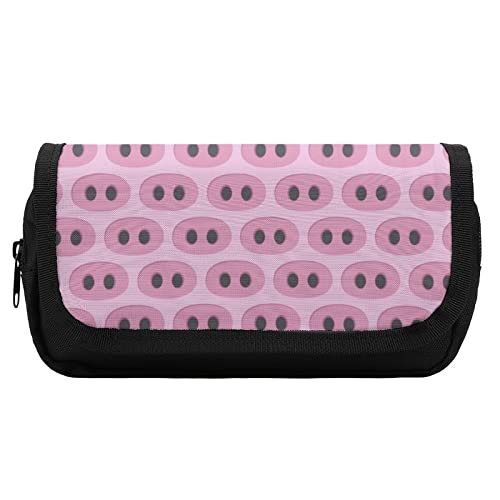 Pig Nose Pattern Pencil Case with Two Large Compartments Pocket Big Capacity Storage Pouch Pencil Bag for School Teen Adult