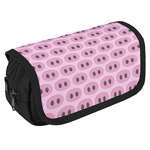 Pig Nose Pattern Pencil Case with Two Large Compartments Pocket Big Capacity Storage Pouch Pencil Bag for School Teen Adult