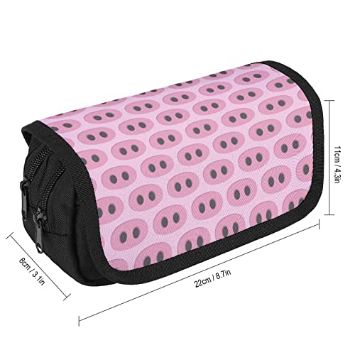 Pig Nose Pattern Pencil Case with Two Large Compartments Pocket Big Capacity Storage Pouch Pencil Bag for School Teen Adult