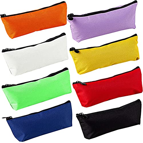 HappyDaily 8 Pack Beautiful Pencil case Pen bag or Cosmatic bag Makeup case or Coin Purse Pouch (Red/Purple/Yellow/Orange/Green/White/Blue/Black)