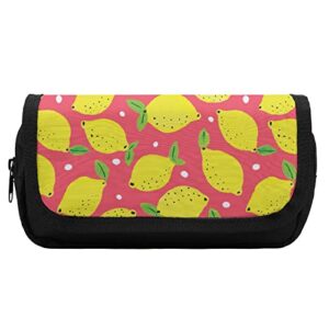 lemons pencil case with two large compartments pocket big capacity storage pouch pencil bag for school teen adult