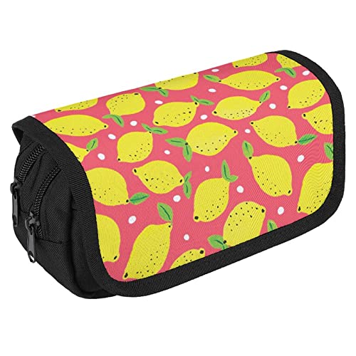 Lemons Pencil Case with Two Large Compartments Pocket Big Capacity Storage Pouch Pencil Bag for School Teen Adult