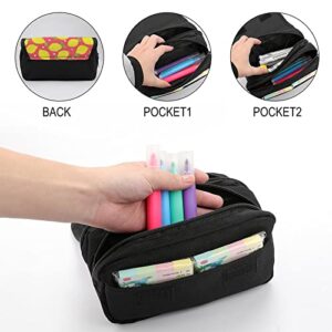 Lemons Pencil Case with Two Large Compartments Pocket Big Capacity Storage Pouch Pencil Bag for School Teen Adult