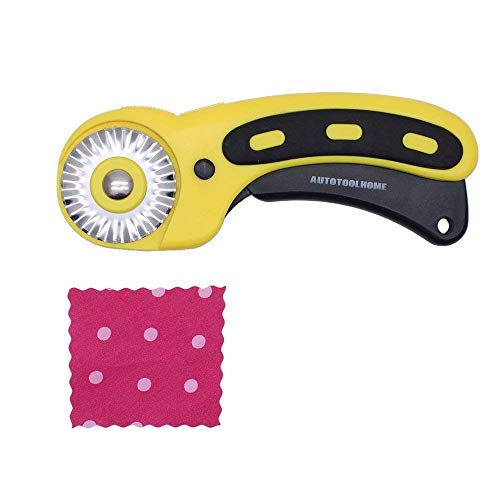 AUTOTOOLHOME 45mm Wavy Rotary Cutter 10pc Pinking Circular Refill Blades Fabric Paper Cutters Cutting Knife Patchwork Leather Sewing Tool