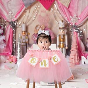 Tutu Skirt for Baby’s 1st Birthday - High Chair Decoration, Used for Birthday Party Supplies, Photo Props (Multicolored) (Tutu High Chair Banner)