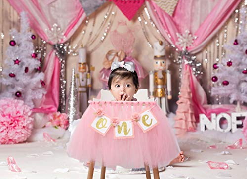 Tutu Skirt for Baby’s 1st Birthday - High Chair Decoration, Used for Birthday Party Supplies, Photo Props (Multicolored) (Tutu High Chair Banner)