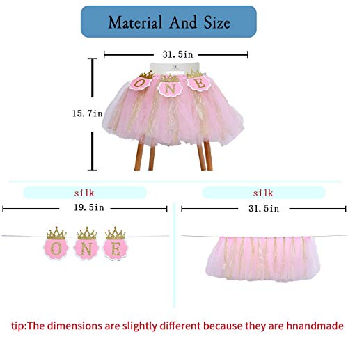 Tutu Skirt for Baby’s 1st Birthday - High Chair Decoration, Used for Birthday Party Supplies, Photo Props (Multicolored) (Tutu High Chair Banner)