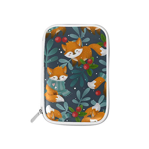 MERRYSUGAR Big Pencil Case Fox Flower Floral Cute Pencil Pouch Bag Pencil Holder with Zipper for Girls Boys School Office Supplies Makeup Pourch PU Leather