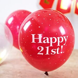 FINALLY LEGAL Red & Gold Party Pack - 21st Birthday Banner, Balloon and Swirls Pack- Birthday Decorations - 21st Birthday Party Supplies, Favors and Gifts