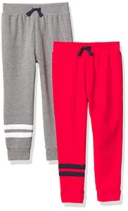 the children’s place baby boys and toddler boy active striped fleece jogger 2-pack sweatpants, red/heather gray, 2t us