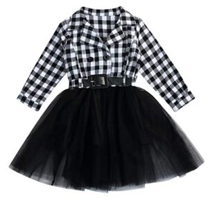 goodplayer little kids baby girl dresses red plaid tutu skirt party princess formal outfit clothes (4-5 years, white #a)