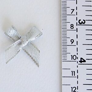 100 Assorted Smallest Gold & Silver Ribbon Bows Size 20 mm. Tiny Embellishment Craft Artificial Applique Wedding